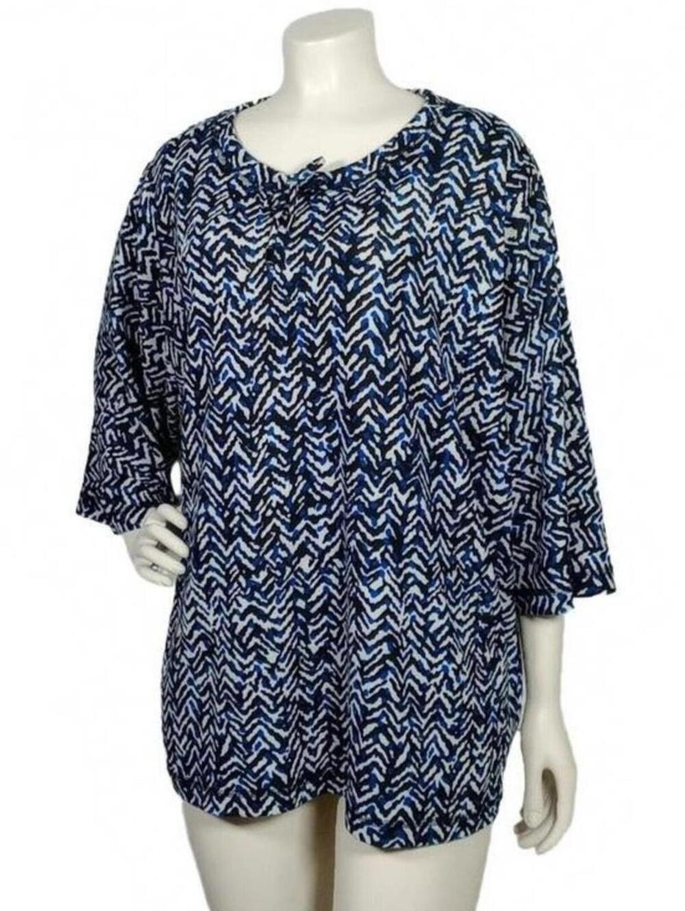 New Chico’s Weekends Relaxed Zig Zag Top Size 3 Pockets Tie High Quality XL